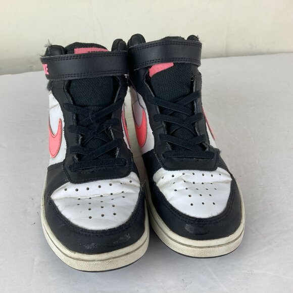 Nike Girls sz 2 Court Borough Mid High Black Pink White Athletic Shoes - Picture 2 of 7